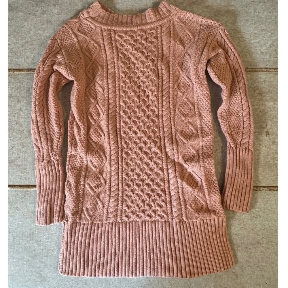 J.‎ Crew Pink Cable Knit Sweater Womens XXS Wool Blend Tunic Longline EUC Blush